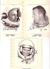 (ASTRONAUTS.) Group of 5 Photographs Signed, each a headshot image of an astronaut from the Gemini IV, V, or XI mission, in his space s